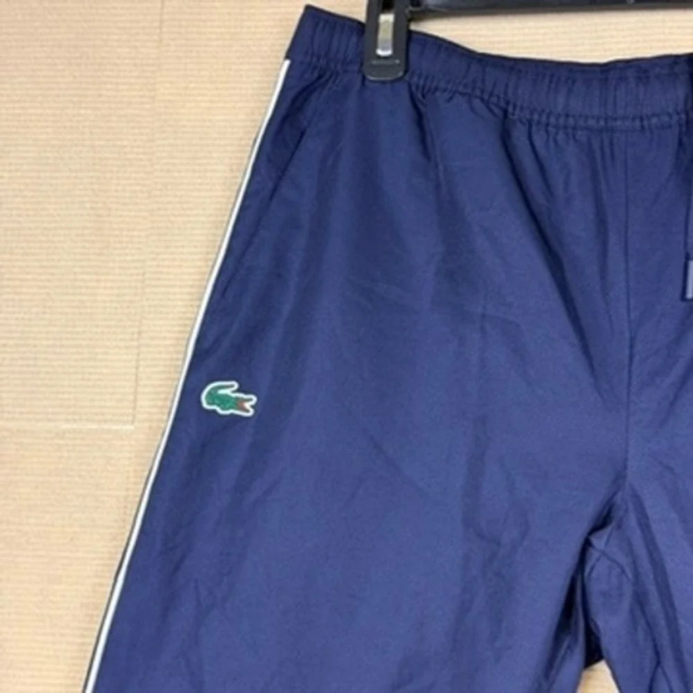 Lacoste Sport Navy Blue Track Pants White Piping Zip Ankle Joggers US M FR 4